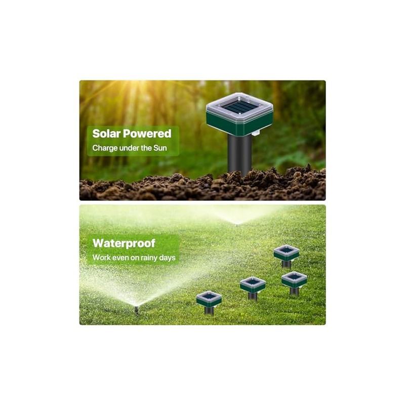 Snake Repellent for Yard Mole Repeller Ultrasonic Deterrent Gopher Traps