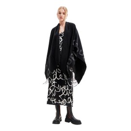 Desigual Paris Women's Poncho Logo Black One Size, black