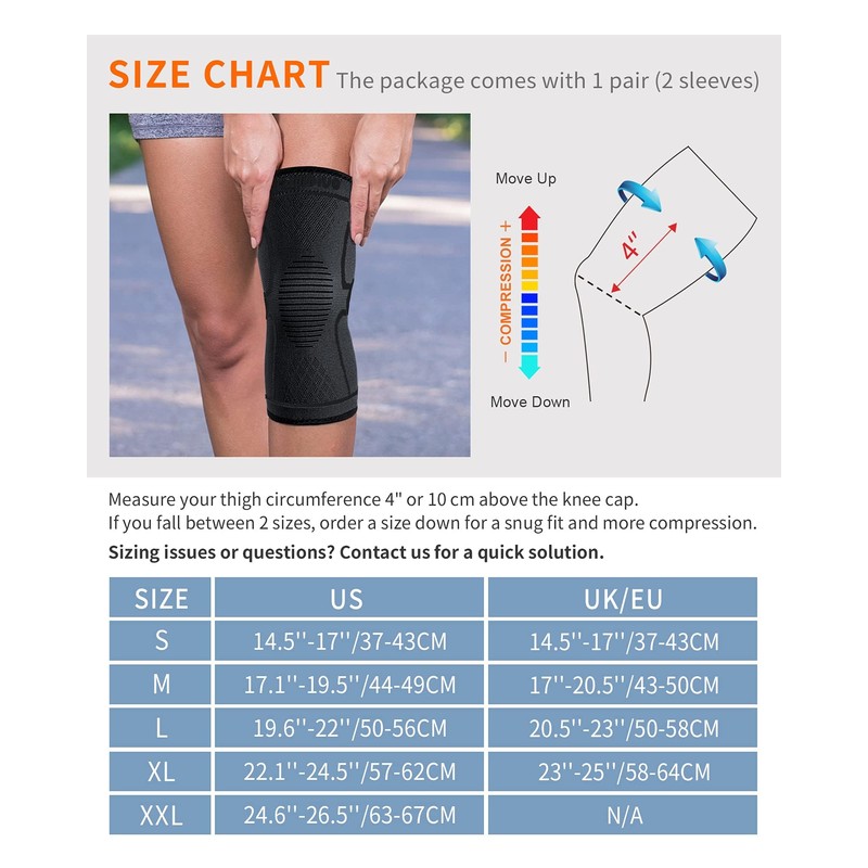 CAMBIVO Knee Brace Support(2 Pack) for Men and Women, Knee