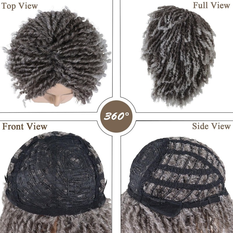 GNIMEGIL Gray Ombre Dreadlocks Wigs for Men Braided Wig Medium