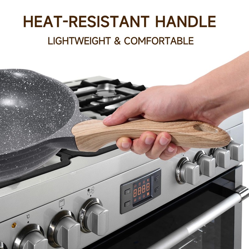 JEETEE 9.5 Inch Nonstick Frying Pan, Stone Coating Cookware, Nonstick