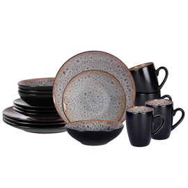 Home VSS, Stoneware Dinner Set Reactive Glaze (16pc Set, Beige)