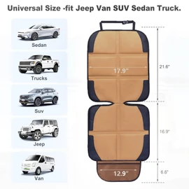 NEWFOM Car Seat Protector for Child Car Seat, 2 Pack Baby Car Seat Covers with Mesh Pockets & Non-Slip Backing 600D Durable Seat Protector (Brown, Standard)