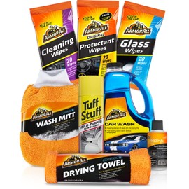 Armor All Car Wash and Cleaner Kit, Includes Cleaning Wipes for Car Interior, Cleaner Concentrate, Car Air Freshener, Microfiber Towels (8 Piece Kit)