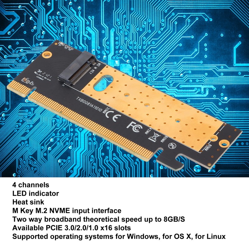M.2 to PCIE Adapter 8GB/S Speed PCIE X16 Slot 2280/2260/2242/2230
