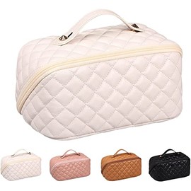 Travel Cosmetic Bag,Large Capacity Travel Make up Bag,Cosmetic Bags for Women,Multi-Functional Storage Cosmetic Bag (White)