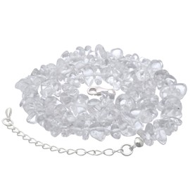 Lebensquelle Plus Rock Crystal Chip Chain Gemstone Chain 45 + 5 cm Extension Chain Made of 925 Silver Lobster Clasp, Silver, rock crystal