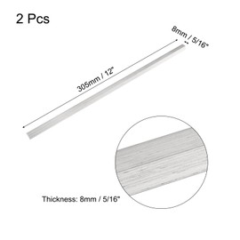 sourcing map 2 Pcs Square Aluminum Flat Bar, 5/16" (8mm) Thick x 5/16" (8mm) Width x 12" (305mm) Long 6061 Aluminum Flat Plate Solid New Mill Stock Silver for Industrial Building