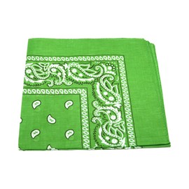 LIME GREEN bandana BLACK WHITE PAISLEY border
