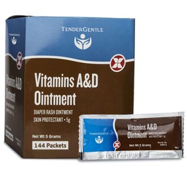 TenderGentle Vitamin A&D Ointment For Baby Diaper Rashes - 144 Packets of A and D Ointment for Adults, Babies, and Seniors - Skin Protectant Cream