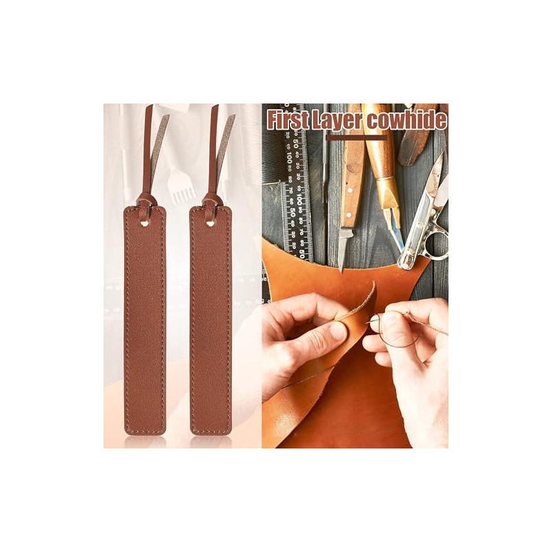 4 Piezas Leather Bookmark, Classic Stitched Bookmark, Bookmarks with Leather