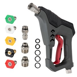 AURORA CAR Pressure Washer Short Gun, Commercial 5000 PSI 12 GPM 5 Spray Nozzle Tips, 3/8" Quick Connect Plug and M22-14/15mm Fittings, Power Washer Gun Compatible with Foam Cannon