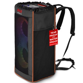 Pyle Portable Waterproof Speaker Bag, Tear-Proof Travel Case with Adjustable Backpack Straps, Side Storage Pockets & Drawstring Top, Compatible Speaker PPHP26BL & More, 11.8”x11.8”x26.4”