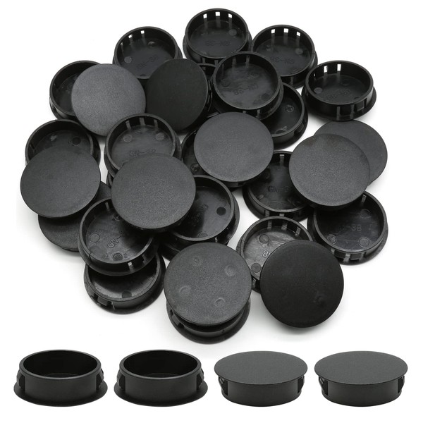 Suiwotin 30PCS 38mm(1 1/2") Black Hole Plugs Plastic Flush Type