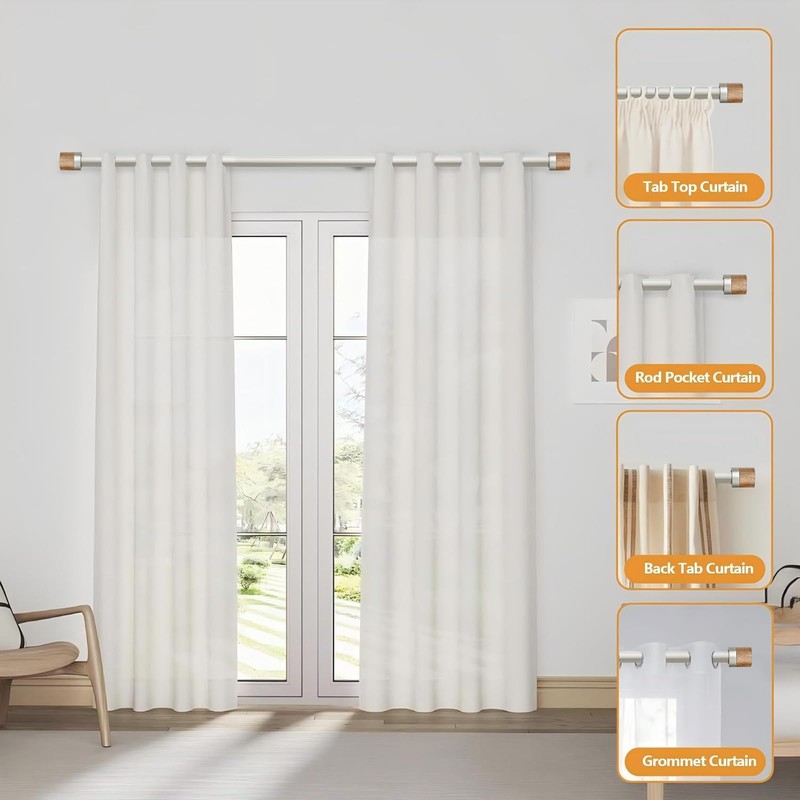 Nickel Curtain Rods for Windows 72 to 144 Inches(6-12ft),1 inch