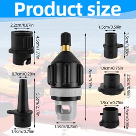 Connextion Sup Pump Adapter Sup Pump with 4 Pieces Gas Nozzle Sup Valve Adapter for All Types of Paddle Boards, Kayaks, Canoes, Inflatable Boats, Swimming Rings etc. (Black)