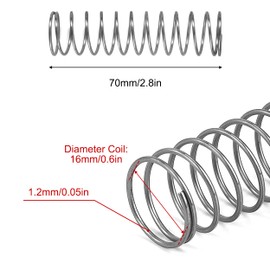 GUNGY Compression Spring Stainless Steel Spring Compression Springs 70 mm Wire Diameter 1.2 mm Inner Diameter 16 mm Length 70 mm Maximum Spring Force 1.26 kg Pack of 4