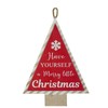 16" Red and White Merry Little Christmas Tree Wooden Hanging