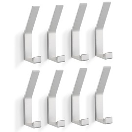 Coat Rack Hooks Wall Mounted, Silver 8Packs, KYOEON Bath Towel Rope Hooks for Kitchen, Door, Cabinet, Bathroom, Foyers, Hallways, and Bedrooms