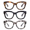 AMOMOMA 3 Pack Retro Oversized Reading Glasses for Women Blue
