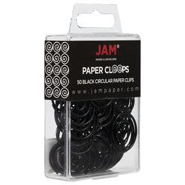 JAM PAPER Circular Paper Clips - Round Paperclips - Black - 50/Pack