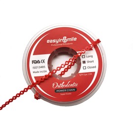 SNAWOP Dental Orthodontic Power Chain Multicolor Spool Elastic Rubber Bands for Teeth Braces (Short, Red)