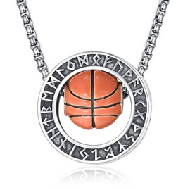 KATHLU Basketball Necklace for Men 925 Sterling Silver Basketball Pendant Sports Necklace Jewelry Gifts