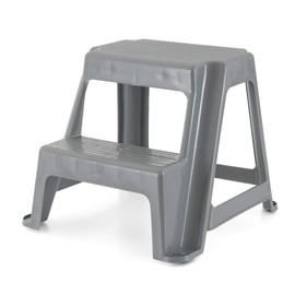 Gracious Living 2-Step Stool, Portable Plastic Stepping Stool for Dorm, Home, Classroom, or Office, 18"L x 18.75"W x 16"H - 300 Pound Capacity, Gray