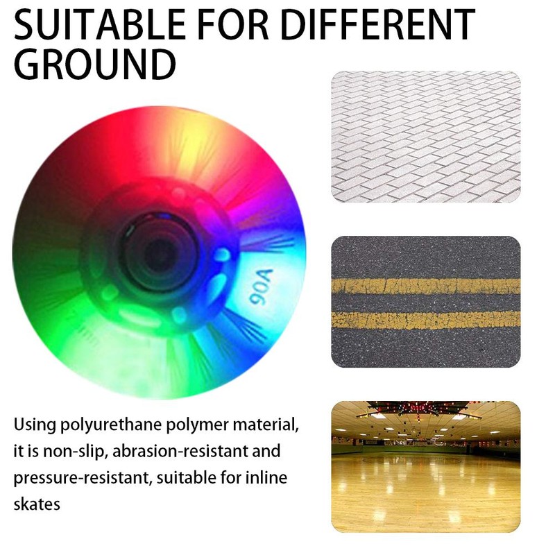 8 Pcs Inline Skate Wheels with 16 Bearings LED Light