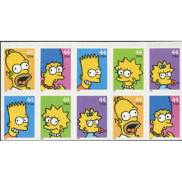 The Simpsons Postage Stamps Block of 10 US Postage Stamps