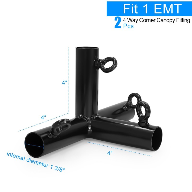 Aoneky 2pcs 4 Way Corner Canopy Fitting - Fits 1"