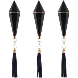 iplusmile Set de 3 Tubos Portátiles de Lápiz Labial Vacíos Borlas Negras de Abs para Viaje, Diseño Delicado y Elegante para Niñas en Sus Viajes
