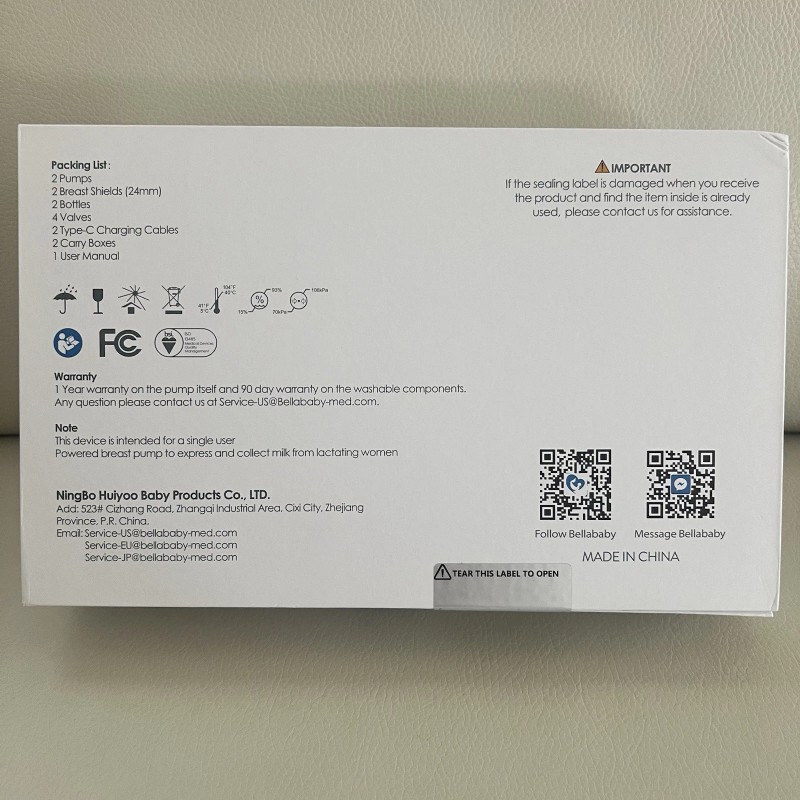 BELLABABY BLA8039 Double Wearable Cordless Breast Pump Gray 2 Pumps