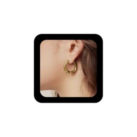 Cybche Boho Circle Huggie Hoop Earrings Chunky Gold Hoop Earrings Round Hoop Thick Earrings Hollow Circle Hoop Earrings Circle Loop Earrings Jewelry for Women