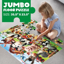 BenBen Floor Puzzles for Kids, Farm Animals Puzzles for Kids Ages 4-6, 48 Piece Large Jigsaw Puzzles for Toddlers, 35.5” x 23.5”, Birthday Gift for Girls Boys