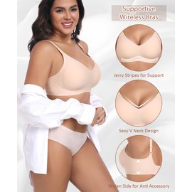 Ganado Bras for Women No Underwire Wireless Push Up Bra Seamless Full Coverage Comfortable Bralettes (Nude, 3X-Large)