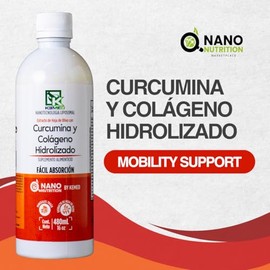 Curcumina y Colágeno Hidrolizado | Suplemento de Alta Absorción 480ml | 32 Dosis | Nano Nutrition by KEMED