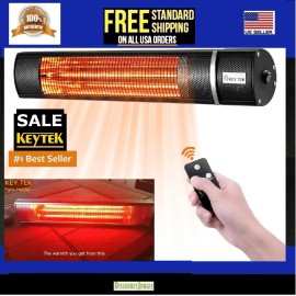 KEY TEK Wall Mounted Patio Heater Outdoor Electric Infrared 1500w Waterproof w/ Remote