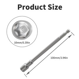 Skweawert 1/4" Hexagonal Shank Socket 10mm No-magnetic Power Nut Driver Metric 100mm Length Driver Drill Bit Set