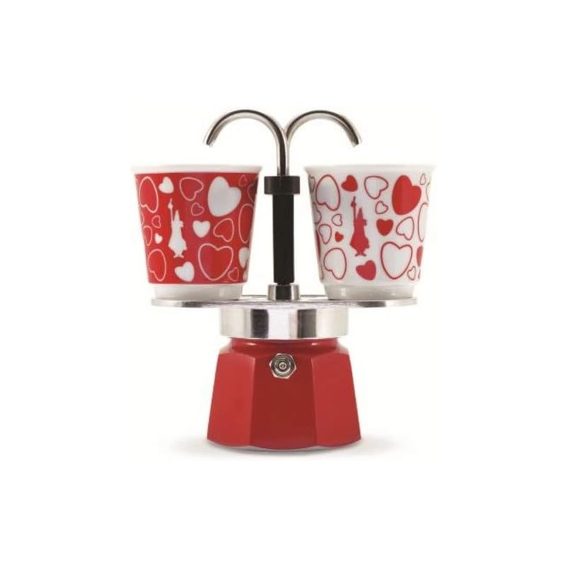 Bialetti Mini Express Moka Set With 2 Cups Heart 90ml