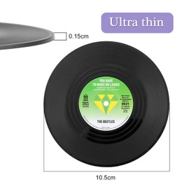 BEEK J7MS 12 Pack Retro Vinyl Record Non Slip Insulated Coffee Drinks Coasters, Acrylic