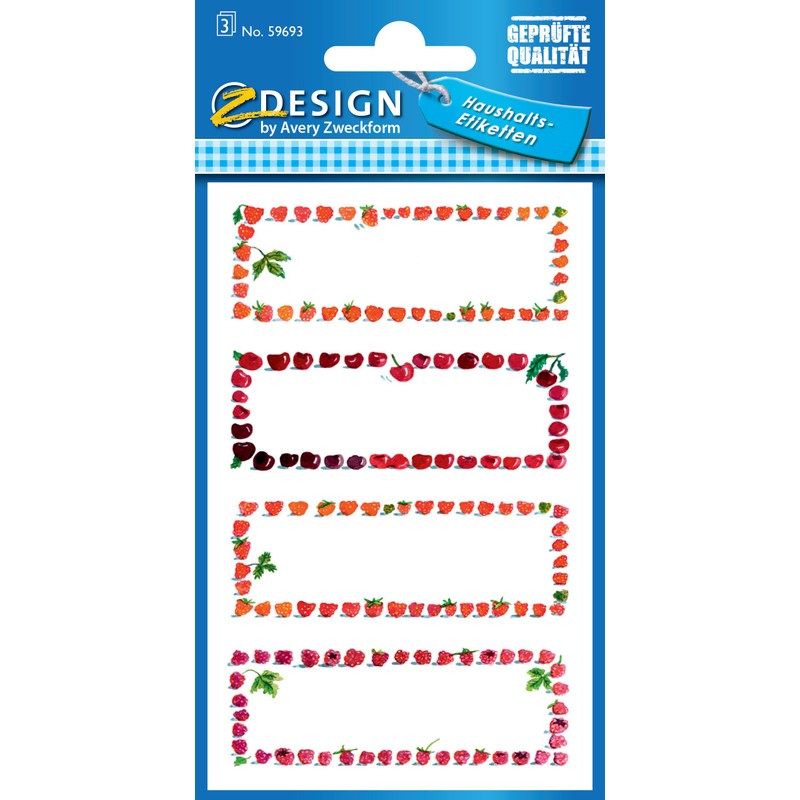 AVERY Zweckform 59693 Jam Labels Fruit Frame (Removable) 12 Stickers