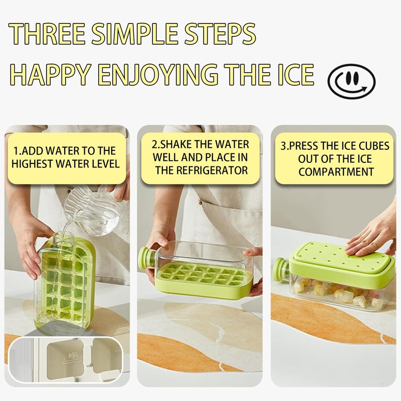 Ice Cube Bottle with Straw - 2 in 1 Water