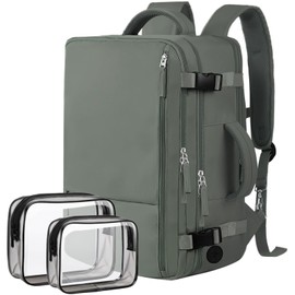 Hanples Women's Large 17.3 Inch Laptop Backpack, Olive Green, Waterproof, Suitable for Air Travel