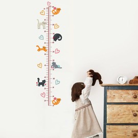 BYROYIO Growth Chart Height Stickers for Kids Cute Cat Dinosaur Toddler Wall Decorations for Wall, Living Room, Bedroom（Cat）