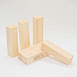 Balsa Wood Blocks 100 x 25 x 25 mm, Pack of 6, for DIY Crafts, Woodcraft Models and Home Decoration (100 * 25 * 25mm)