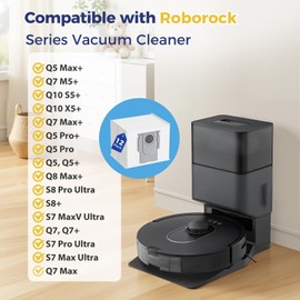 12 Pack Q7 Dust Bags Compatible with Roborock Q7 M5+, Q7 Max+, S8 Pro Ultra, S7 Max Ultra, Q10 S5+, Q10 X5+, Q8 Max+, Q5 Max+, Q5 Pro+, Q5 Pro, Q5+, 3.6L Vaccum Bag for S8+, S7 MaxV Ultra, Q5, Q7+