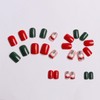 Christmas Press on Nails Short Square Cartoon Dwarf Fake Nails,
