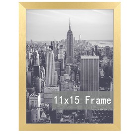 RUN HELIX 11x15 Picture Frame in Black, Photo Frames with Plexiglass, Horizontal and Vertical Formats for Wall Mounting Poster Frames Puzzle Frame Large Picture Frame 15X11 Gold Frame
