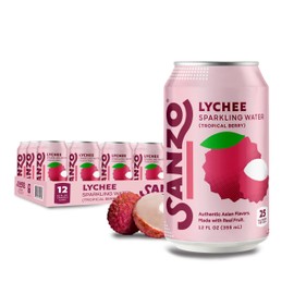 Sanzo Flavored Sparkling Water - Tropical Berry Seltzer (Lychee) - Low Calorie Low Sugar - Craft Asian Drinks - Vegan Gluten Free Carbonated Flavored Water - Fizzy Healthy Drinks - 12oz, 12 Pack